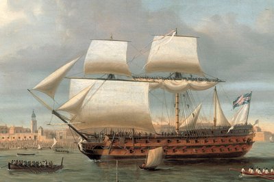 Foudroyant and Pégase Entering Portsmouth Harbour, 1782 by Dominic Serres