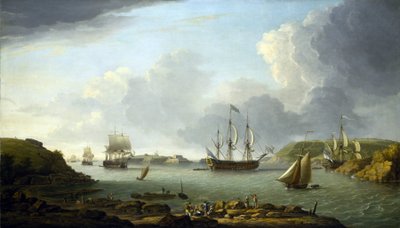 Return of a fleet to Plymouth, description of the city and the bay, including Drake Island and Edgcumbe Mountain by Dominic Serres