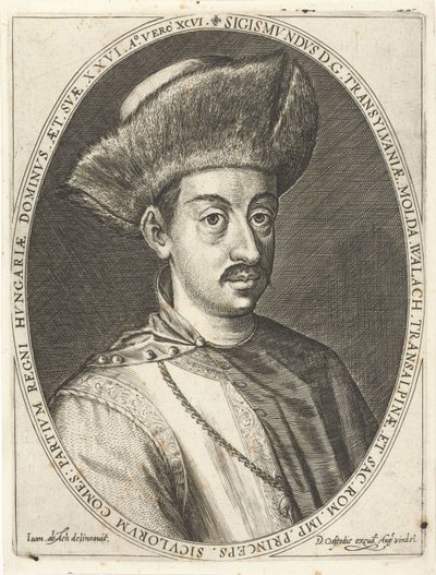 Sigismund Bathory, Prince of Transylvania. From Atrium heroicum, Augsburg by Dominicus or Custodis Custos