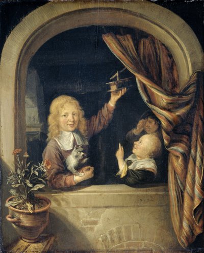 Children with a Mousetrap by Dominicus van Tol