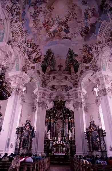 Rococo interior of the church by Dominikus Zimmermann