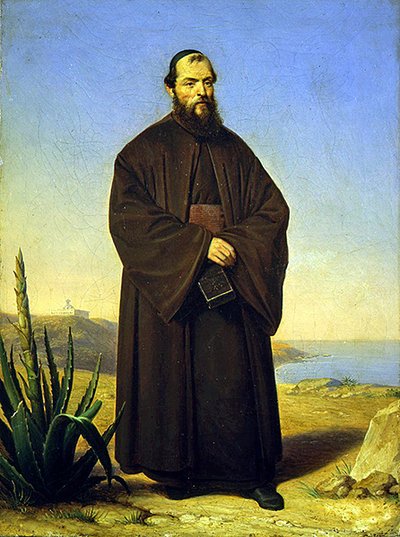 A Monk of Mt Carmel carrying an Album by Dominique Louis Papety