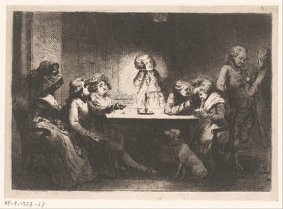 Group Around a Table by Candlelight by Dominique Vivant Denon (baron)