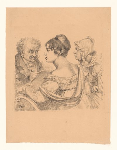 Self-Portrait of the Artist with Two Young Women as Models by Dominique Vivant Denon (baron)