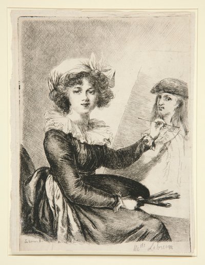 Louise-Elisabeth Vigée-Lebrun, after and in reverse to the self-portrait of 1790 in the Uffizzi by Dominique Vivant Denon