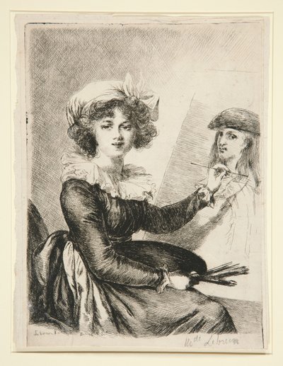 Louise-Elisabeth Vigée-Lebrun, (Mlle Lebrun) after, and in reverse to, the self-portrait of 1790 in the Uffizi by Dominique Vivant Denon