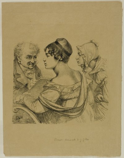 Self-Portrait with Two Young Ladies by Dominique Vivant Denon