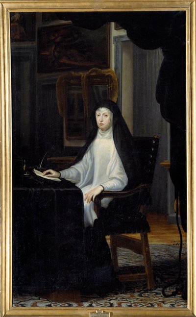 Portrait of Queen Mary Anne of Austria in widowhood (1634-1696). Painting by Juan Carreno De Miranda (1614-1685) by Don Juan Carreno de Miranda