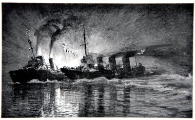 HMS Broke Ramming the German Destroyer, illustration from 