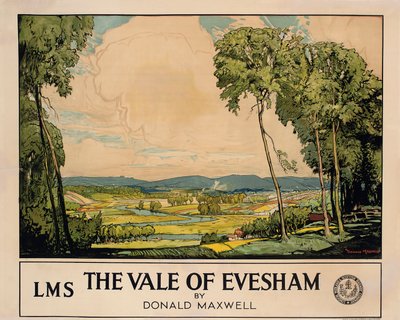 The Vale of Evesham, Poster Advertising London, Midland and Scottish Railway by Donald Maxwell