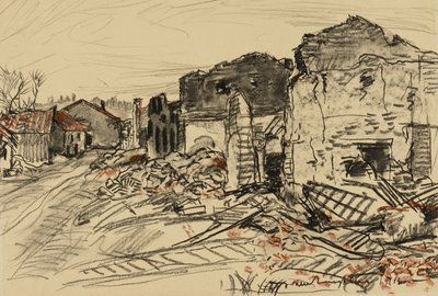 Destroyed Village, War Front by Donald Shaw MacLaughlan