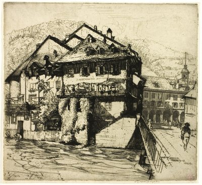 Houses on the Aare, Switzerland by Donald Shaw MacLaughlan