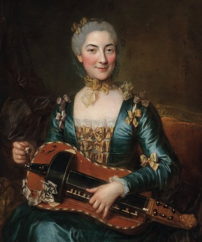 Portrait of a Lady Playing a Hurdy-Gurdy by Donat Nonotte