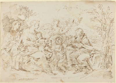 Holy Family with St. Elizabeth, St. John the Baptist, and Two Angels in a Landscape by Donato Creti