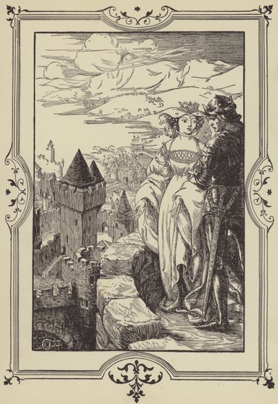Annoure Brought the King Out Upon the Battlements (Lithograph) by Dora Curtis