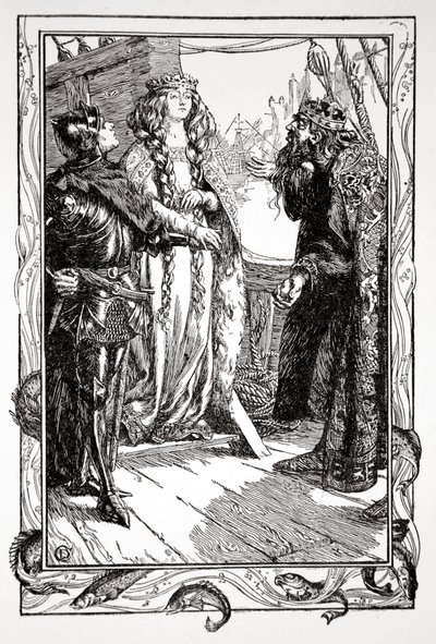 King Anguish Gives Isolt to Sir Tristram by Dora Curtis