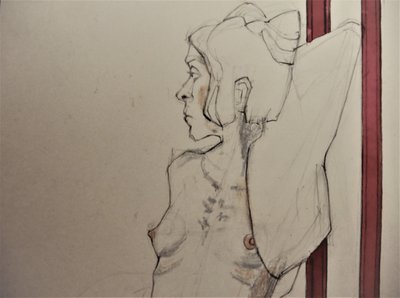 Contemplative Female Sketch by Doris Schmitz