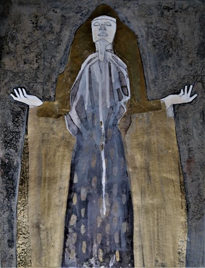 Contemplative Golden Figure by Doris Schmitz