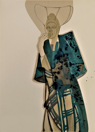 Elegant Teal Fashion Figure by Doris Schmitz