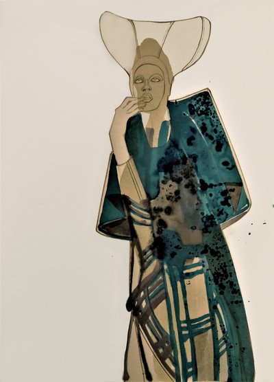 Elegant Teal Fashion Portrait by Doris Schmitz