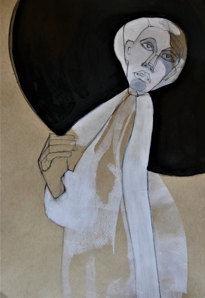 Elegant Woman Black Hat by Doris Schmitz