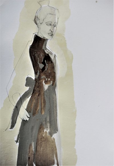 Elegant Woman Fashion Sketch by Doris Schmitz