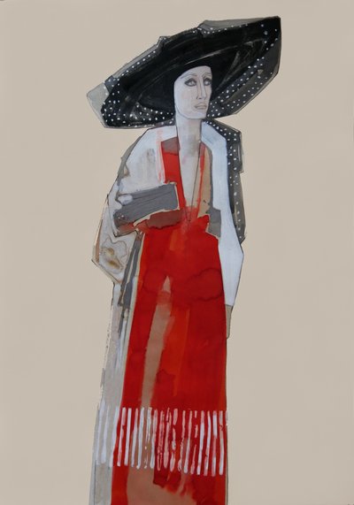 Elegant Woman Red Dress by Doris Schmitz