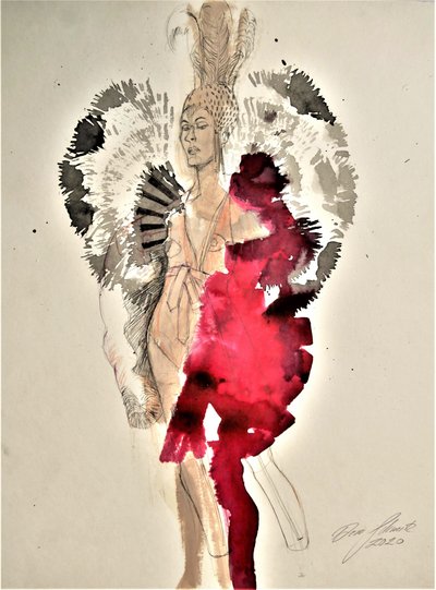 Feathered Woman in Red by Doris Schmitz
