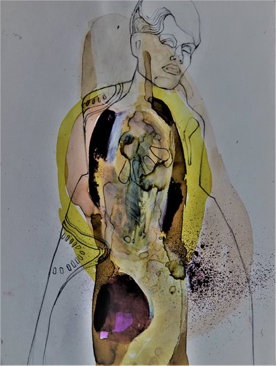 Golden Abstract Figure by Doris Schmitz
