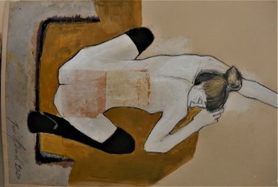 Golden Reclining Nude by Doris Schmitz