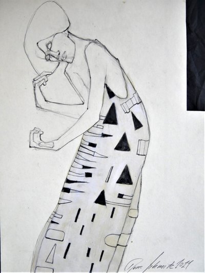 Pensive Geometric Woman by Doris Schmitz