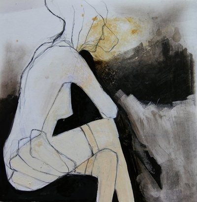 Pensive Sitting Woman by Doris Schmitz