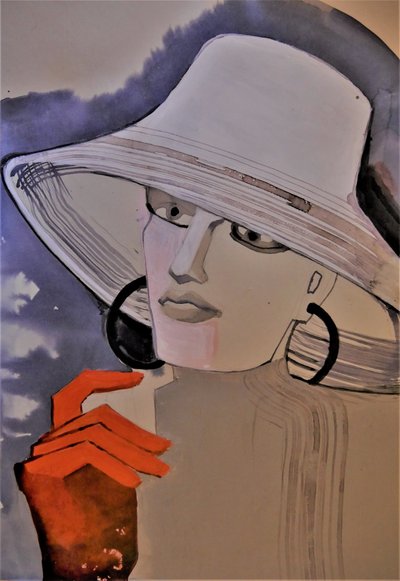 Stylish Woman in Hat by Doris Schmitz