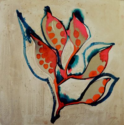 Vibrant Coral Botanical by Doris Schmitz