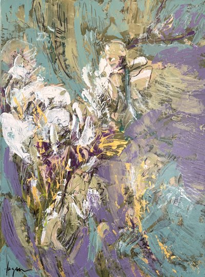 Abstract Purple Flowers by Dorothy Fagan