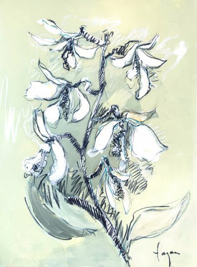 White Floral Sketch by Dorothy Fagan