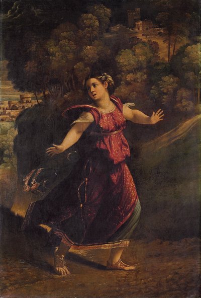 A Woman Fleeing on a Wooded Path, c.1520s by Dosso Dossi