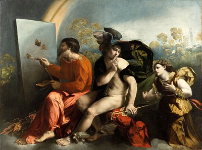 Jupiter, Mercury and the Virtue Jupiter Painting Butterflies by Dosso Dossi