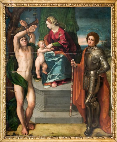 Madonna with Infant Jesus and St Sebastian and St George (detail) by Dosso Dossi