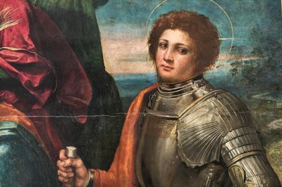 Madonna with Infant Jesus and St Sebastian and St George (detail) by Dosso Dossi