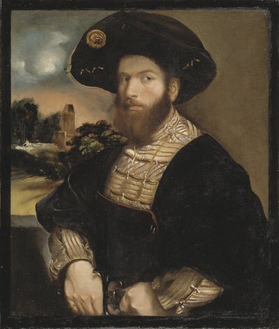 Portrait of a Man Wearing a Black Beret by Dosso Dossi