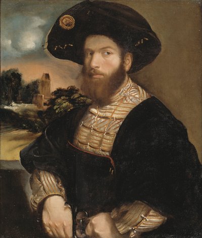 Portrait of a Man Wearing a Black Beret by Dosso Dossi
