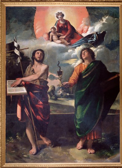 Virgin and child with Saint John the Baptist and Saint John the Evangelist by Dosso Dossi