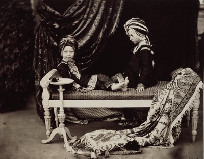 Prince Arthur and Prince Alfred in the costume of Sikh Princes, Osborne by Dr Ernst Becker