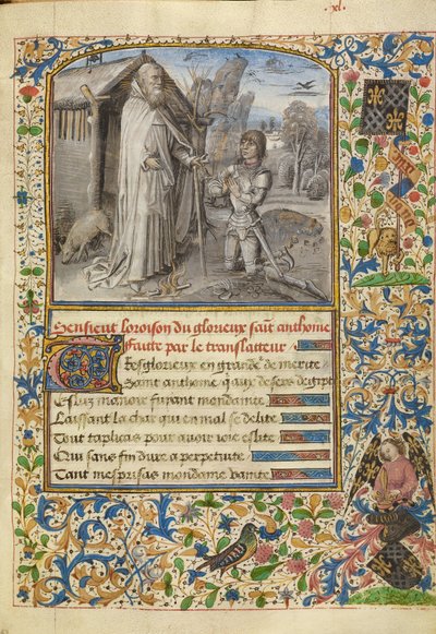 A Young Knight in Armor Kneeling in Prayer before Saint Anthony by Dreux Jean