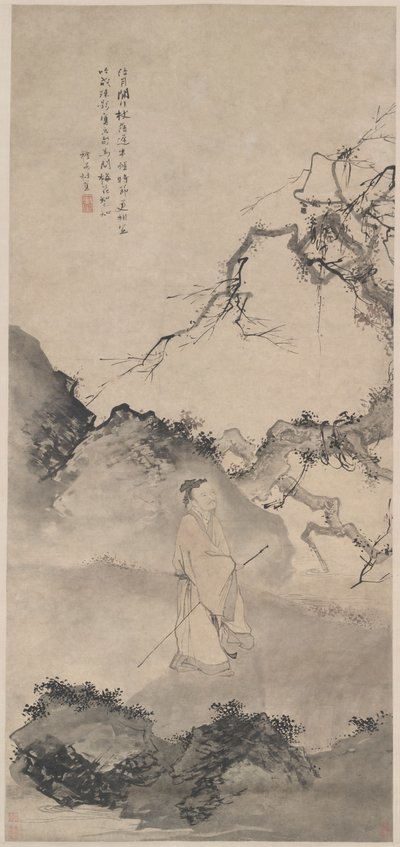 The Poet Lin Bu Wandering in the Moonlight by Du Jin