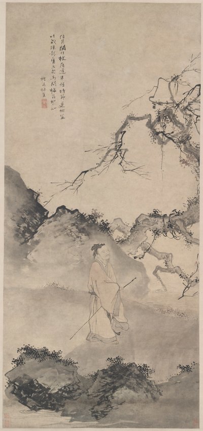 The Poet Lin Bu Wandering in the Moonlight by Du Jin