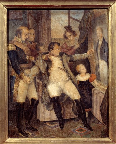 Portrait of Napoleon I in Front of the Portrait of His Son the King of Rome Napoleon II by Dubreuil