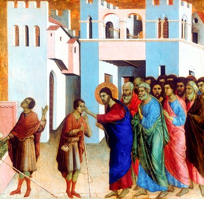 Jesus Opens the Eyes of the Man born Blind, 1311 by Duccio di Buoninsegna