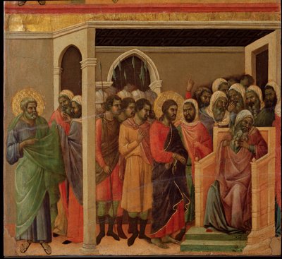 Jesus in front of Caiaphas (Maesta altarpiece) by Duccio di Buoninsegna